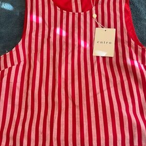 Entro Vibrant Red and White Striped Top